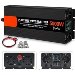 Inverter 4000W 5000W 6000W Zuivere Sinusomvormers Met Dubbele EU-aansluiting Auto-omvormer Van DC 12V 24V 48V Naar AC 220V Spanningsomvormers Converter(12V,220V 60Hz,5000W (Rated 2500W))