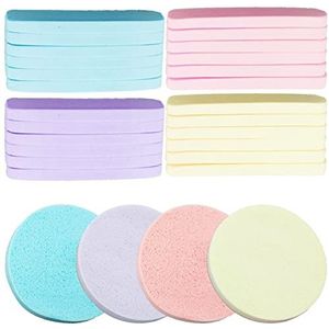 48 stuks gezichtssponzen, gecomprimeerde gezichtsreinigingsspons cellulose gezichtsspons voor mannen vrouwen massage make-up verwijdering (blauw, roze, paars, geel)