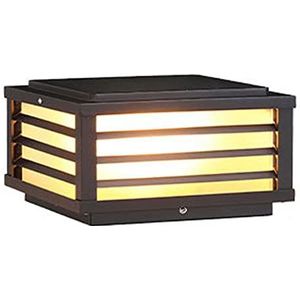 LQZCXMF Moderne buitenlantaarn voor thuis, licht met capuchon, waterdicht IP54, horizontale vierkante paallamp E26, met sokkel voor montage op de stok, zuillamp
