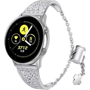 Dameshorlogeband for Samsung Galaxy Horloge 4 Klassieke 46mm 42mm Diamond roestvrij stalen band Compatibel met Active 2 40mm 44 mm Polsarmband (Color : Silver, Size : Galaxy watch 42mm)