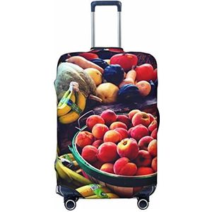 KOOLR Vruchten Patroon Afdrukken Koffer Cover Elastische Wasbare Bagage Cover Koffer Protector Voor Reizen, Werk (45-32 Inch Bagage), Zwart, Small