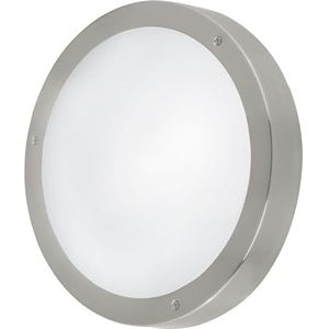 EGLO LED Outdoor plafondlamp Vento 1, 1-vlammige buitenlamp voor muur en plafond, plafondlamp van roestvrij staal en glas, kleur: zilver, wit, IP44