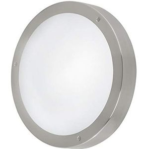 EGLO LED Outdoor plafondlamp Vento 1, 1-vlammige buitenlamp voor muur en plafond, plafondlamp van roestvrij staal en glas, kleur: zilver, wit, IP44