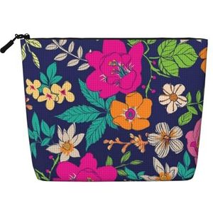 FZGGWYHL Bloemen Gedrukte Fake Hennep Hennep Make-up Bag Dagelijkse Opbergtas, Zwart, Eén maat, Tas Organizer
