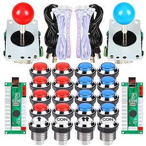 EG STARTS 2 Player Arcade Joystick Knoppen Arcade Contest DIY Retropie kastkit PC Game + verchromen LED 1 2 speler Coin Buttons Mame Raspberry Pi Game Project