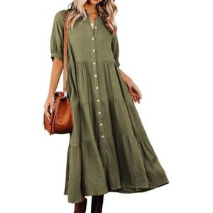 yk8fass Jurk met lange mouwen sl-5990, Leger Groen, L