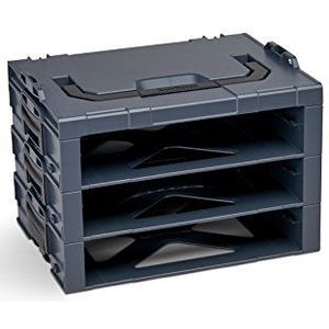 Bosch Sortimo i-Rack 3 vakken in antraciet voor gereedschapskoffer, innovatief transportsysteem, Bosch gereedschapskoffer, leeg, compatibel met L-Boxx