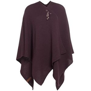 Knit Factory - Jazz Gebreid Omslagvest - Dames Poncho - Wikkelvest - Gebreide paarse poncho - Gebreide mantel - Winter poncho - Dames cape - One Size - Aubergine