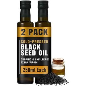 RAWYA Biologische zwarte zaadolie - koudgeperst - Turkse oorsprong - zwarte komijn - Kalonji - Nigella Sativa supplement met omega 3, 6, 9 - haargroei en huidondersteuning - milde smaak - 250 ml - pak