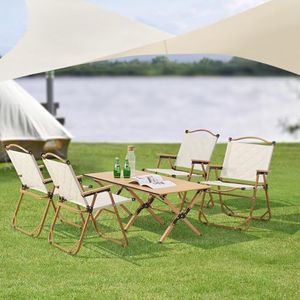 casa.pro Tuinset Botrugno 5-delig campingset 4 stoelen en 1 tafel opvouwbare picknickset klapstoelen met armleuningen tuintafel houtkleurig en beige