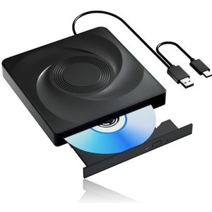 Wbacon Externe CD/DVD Drive voor Laptop CD Brander Externe DVD Drive, CD ROM DVD Speler Draagbare CD Reader voor Laptop, Compatibel met Laptop PC Windows 11/10//7 Linux Mac OS