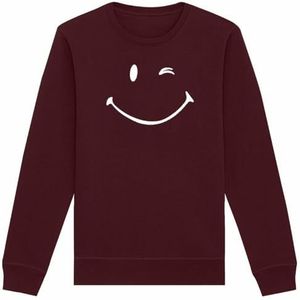 Smiley-sweatshirt, uniseks, bedrukt in Frankrijk, 100% biologisch katoen, cadeau voor verjaardag, origineel grappig, Bordeaux, M