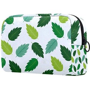 voor vrouwen groene bladeren patroon lente make-up tas toilettassen reizen cosmetische organizer met ritssluiting