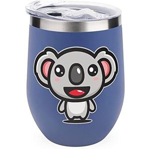 Leuke Koala Beer Herbruikbare Koffie Cups Rvs Geïsoleerde Reizen Mok Dubbelwandige Wijn Tumbler Blue-stijl