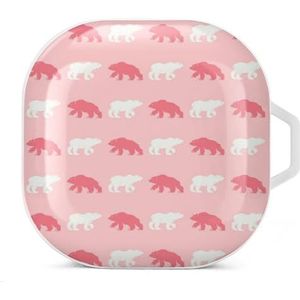 Wit en roze beer oordopjes hoesje compatibel met Samsung hard shell beschermhoes witte stijl