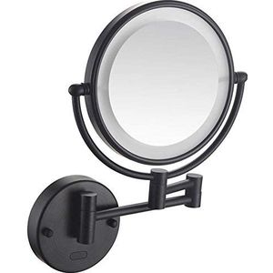 GVSIIOHRR Badkamer make-up muur gemonteerde spiegel 3x vergrootglas voor hotel ijdelheid gezondheid twee draaibare oppervlak verborgen installatie (kleur: zwart brons)