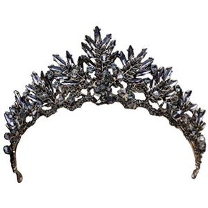 Frcolor Vintage barok kroon bruiloft bruid hoofdband zwart kristal tiara hoofdtooi voor gala, pageant verjaardagsfeest