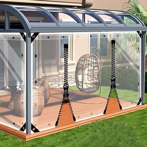 Transparant pvc-paviljoen, afdekzeil met ringen, 6 x 8,4 m, waterdicht, winddicht, scheidingsgordijn voor buiten, garage, terras, tuin, balkon