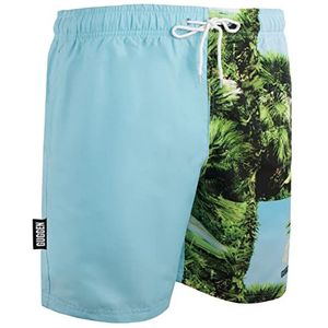 GUGGEN MOUNTAIN Zwembroek voor Heren Zwemshorts voor Het Strand Sneldrogende Zomer 1601 manvolk mannen met Strandbroek met Boardshort Korte Broek Patroon Groen-Blauw XXL