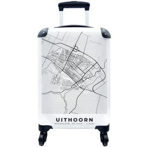 MuchoWow® Koffer - Stadskaart - Uithoorn - Grijs - Wit - Past binnen 55x40x20 cm en 55x35x25 cm - Handbagage - Trolley - Fotokoffer - Cabin Size - Print