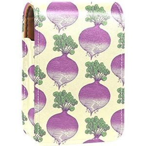 Rutabaga Plantaardige Patroon Lipgloss Houder Lippenstift Case Draagbare Mini Lipstick Opbergdoos Reizen Lipstick Organizer Case met Spiegel voor Vrouwen, Meerkleurig, 9.5x2x7 cm/3.7x0.8x2.7 in