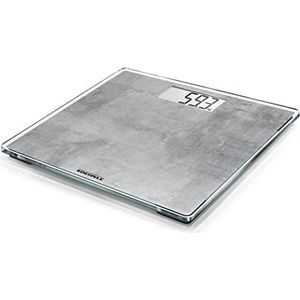 Soehnle Style Sense Compact 300 beton digitale personenweegschaal met extra groot weegplateau, weegschaal met gemakkelijk af te lezen LCD-display, extra plat design, veiligheidsglas