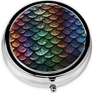 Pillendoosje met spiegel, retro pillendoosje met 3 vakken, drakenschaal, kleine pillenorganizer voor portemonnee of zak, decoratieve metalen medicijnen, vitamine-organizer, unieke geschenken