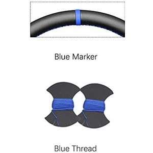 Auto stuurhoes Voor Toyota Voor Yaris Gr 2020 2021 2022 Hand-Gestikt Zwart Koolstofvezel Suède Rode Marker Zachte Auto stuurhoes Stuurhoes Stuurhoes (Kleur : Ligth Blue Marker)