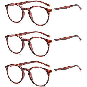 Suertree 3 stuks leesbril tegen blauw licht, bril voor computer, blokkering van blauw licht, voor vrouwen en mannen, bril 3,5 JH250