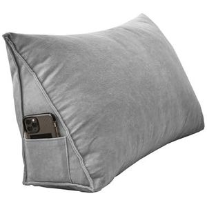 XIEMINLE Leesrugkussen, wigkussen, bankkussens, wigkussen, rugsteunkussen voor boeken, gamen, tv kijken, driehoekig bedrustkussen (90 x 35 x 20 cm, grijs)