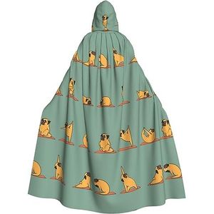 Bxzpzplj Yoga Pug Print Unisex Hooded Mantel Voor Mannen & Vrouwen, Carnaval Thema Party Decor Hooded Mantel