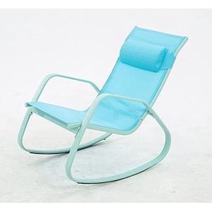 GEIRONV Balkon strandstoel, met hoofdsteun tuinstoel schommelstoel Recliners Sun Loungers Siesta Lazy Chair Lounge stoelen Fauteuils (Color : Blue)