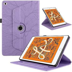 Hoes, Compatibel Met IPad Mini 1/2/3/4/5 (8 Inch) Tablethoes 360 Graden Draaibare Standaard Opvouwbare Tablethoes Tree Of Life Reliëf Shell (Color : Mor)
