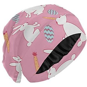 PUXUQU Slaapmuts schattig konijntje haas Pasen ei bonnet slaapmuts nachtmuts hoofddeksel slapen haar slaap hoed haaruitval cap voor dames meisjes vrouwen