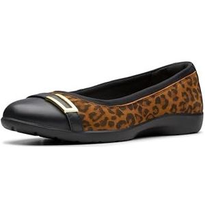 Clarks Collection Women's Meadow Rose Ballet Flat, Leopard Print Suede, 8.5 Wide US
