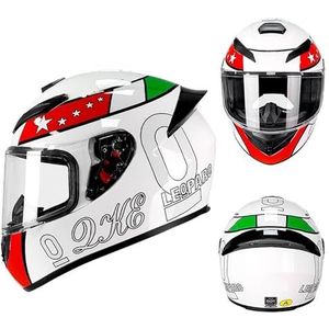 Integraal Jethelm Retro Motorfiets Motorhelm ECE-Gecertificeerde Rallyhelm Scooter Bromfiets Met Koptelefoonsleuf Dynamische Spoilerstaart D,XXXL(63-64CM)