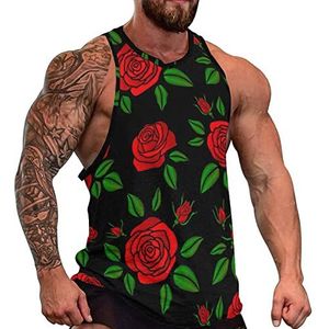 Vintage Rose Bloemen Mannen Tank Top Mouwloos T-shirt Trui Gym Shirts Workout Zomer Tee