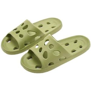 Zomerbadkamerslippers Binnen antislip Zachte huisslippers Paar pantoffels Platte schoenen (Color : Dark green, Size : 38-39(fit 37-38))