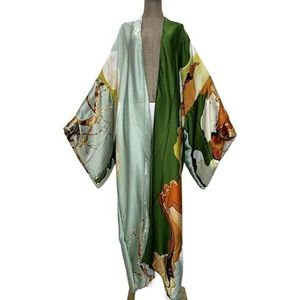 ZPFDSG Print vest met lange mouwen vrouwelijke blouse losse casual strand cover-up jurk feestbedekking voor vrouwen strandkleding (kleur: 5)