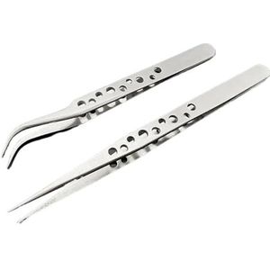 2 stuks industriële pincetten for elektronica, gebogen, rechte punt, precisie roestvrij staal, doe-het-zelf handgereedschap, sets, pincetten, telefoonreparatie