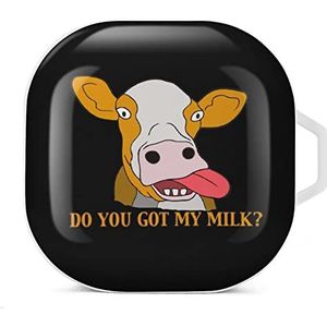 Grappige koe oordopjes hoesje compatibel met Samsung hard shell beschermhoes wit stijl