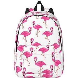 NOKOER Roze Flamingo Gedrukt Canvas Rugzak,Casual Daypacks,Laptop Rugzak Voor Vrouwen Mannen,Lichtgewicht Reizen Dagrugzak, Zwart, Small