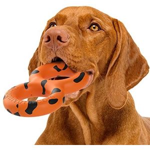 Goughnuts Praktisch onverwoestbaar, het hondenspeelgoed om te trekken met grote honden van 13,3 tot 70 kg – natuurlijk, robuust rubber voor agressieve kauwers, oranje