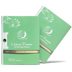 Natuurlijke groene thee olie absorberende weefsels - 200 stuks in 2 stuks, premium gezichtsolie vloeipapier - neem 1 stuk per keer ontwerp - grote 10 cm olieabsorberende vellen, geen afval en