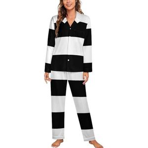 Zwart Wit Straignt Pride Vlag Lange Mouw Pyjama Sets Voor Vrouwen Klassieke Nachtkleding Nachtkleding Zachte Pjs Lounge Sets