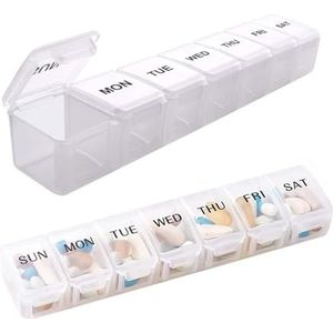 Pill dispenser Weekly Pill Organizer 1 Time A Day, BPA Free Travel 7 Day Pill Box Case, Small Airtight Medicine Containers for Pills, Vitamin, Fish Oils Or Supplements