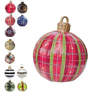 Eivdru Enorme kerstballen voor de tuin, enorme opblaasbare kerstbal, kerstboomversiering, outdoor Kerstmis, pvc, opblaasbare versierde bal, 60 cm, opblaasbare kerstballen (B)