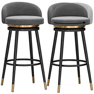 AADDFDD Barkrukken Bar Stoelen Stijlvolle Draaibare Barkrukken met Zwarte Benen Set van 2, Moderne Keuken Ontbijt Bar Stoel, Fluwelen Counter Hoge Barkruk, Zithoogte 65/75cm