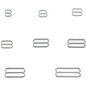 100 stuks/partij 6 mm ~ 25 mm metalen bh-bandverstelgespen, ondergoedschuifjes, ringen en clips voor het verstellen van lingerie, doe-het-zelfaccessoires - 6 mm - zilveren schuifregelaar