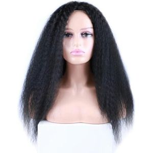 Lange kinky krullende synthetische pruiken voor zwarte vrouwen Zwart bruin blond gember rood wit haar Afro kinky krullend synthetisch haar pruiken-1-21inches-1 PC